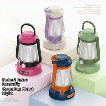 Φορτιζόμενο LED φανάρι κατασκήνωσης, φορητό εξωτερικό φως σκηνής με διακόπτη κουμπιού, 3.7V 2.3W