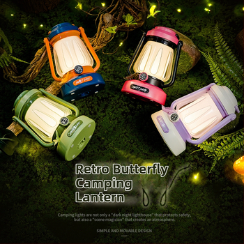 Φορτιζόμενο LED φανάρι κατασκήνωσης, φορητό εξωτερικό φως σκηνής με διακόπτη κουμπιού, 3.7V 2.3W