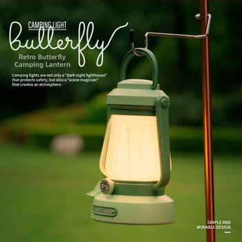 Φορτιζόμενο LED φανάρι κατασκήνωσης, φορητό εξωτερικό φως σκηνής με διακόπτη κουμπιού, 3.7V 2.3W