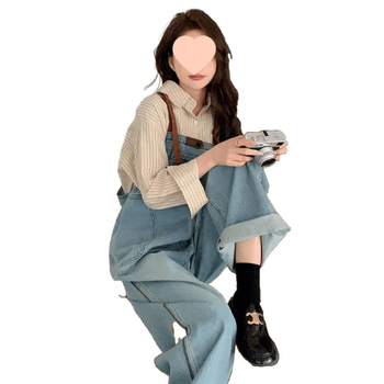 Női farmer overall, Petite laza szabás, magas derék, mikroelasztikus, pamut-poliészter keverék (95%+ poliészter)