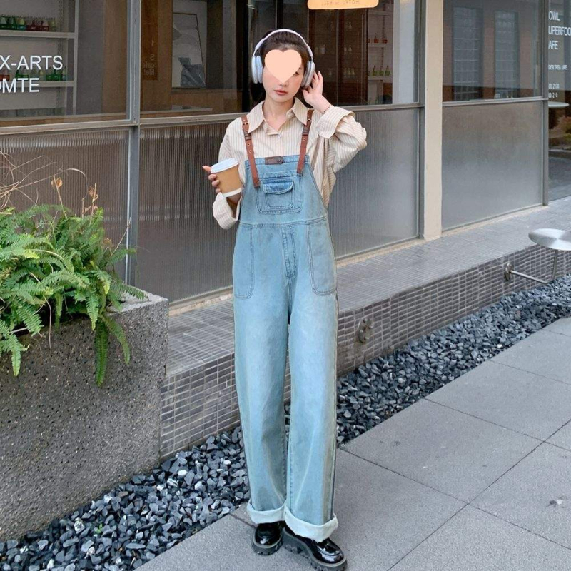 Női farmer overall, Petite laza szabás, magas derék, mikroelasztikus, pamut-poliészter keverék (95%+ poliészter)