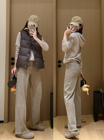 Női egyenes szabású farmer – fleece belsővel, magas derekú, pamut-poliészter keverék, vastag téli