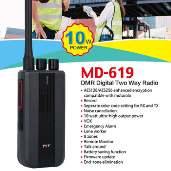 Radio portabil DMR digital cu criptare AES-256, putere de ieșire 10W, 256 canale, interval de frecvență VHF/UHF