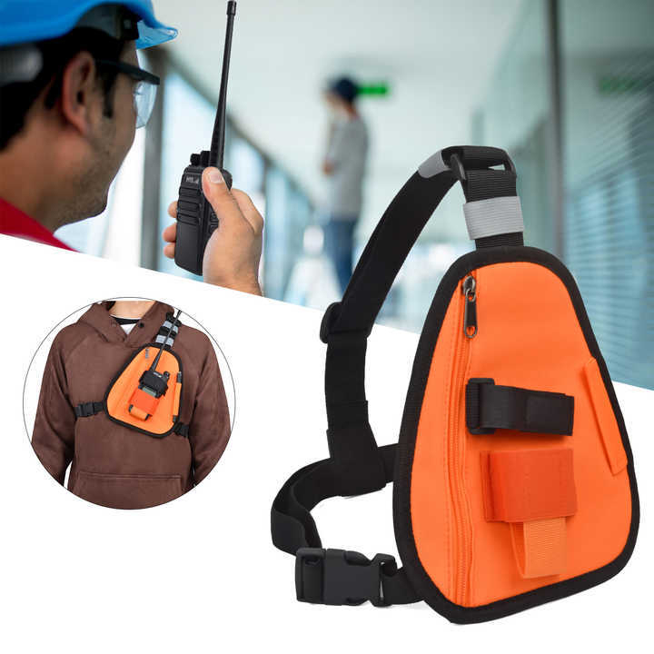 Háromszög alakú walkie-talkie táska keresztpánttal, univerzálisan kompatibilis, vízálló, 3–5 km hatótávolság