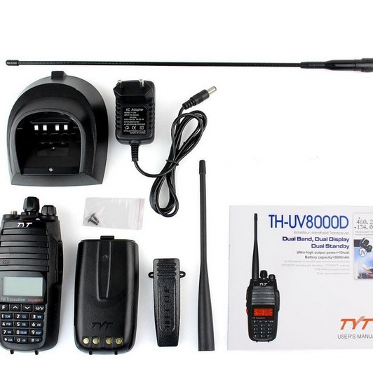 TYT TH-UV8000D двубандова ръчна радиостанция с дисплей, 10W изходна мощност, 128 канала, диапазон 5–10 км, Li-ion батерия 3800 mAh
