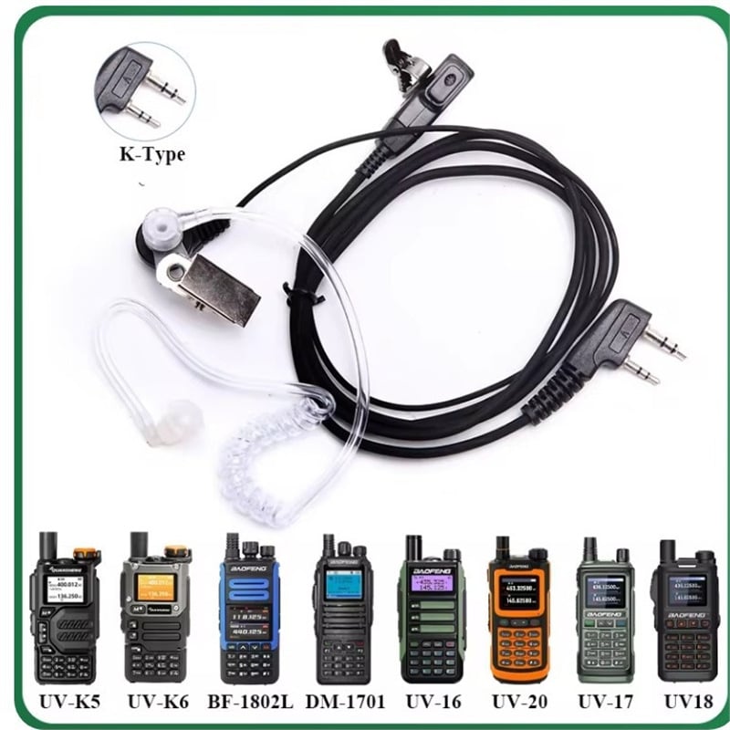 Baofeng radio slušalica za walkie-talkie s zrnom cijevi, debeli kabel, K-Head, kompatibilan UV-5R/888S