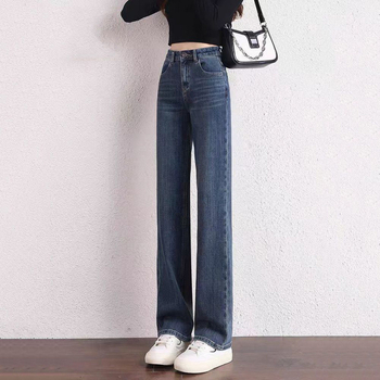 Дънки с права кройка, модалова тъкан, микроеластични, талия средна височина, дебела материя