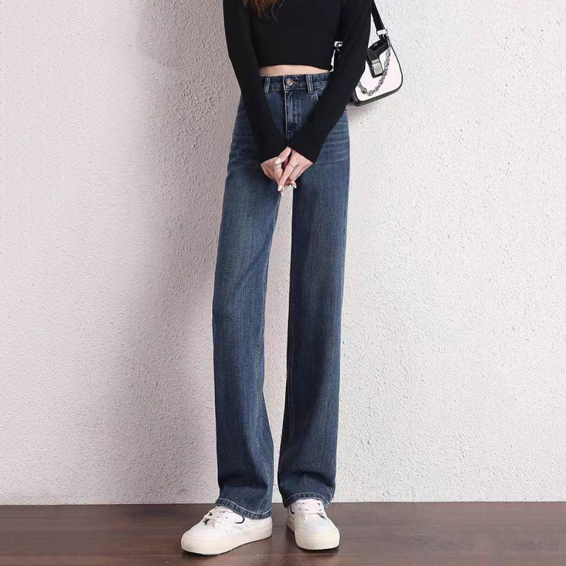 Дънки с права кройка, модалова тъкан, микроеластични, талия средна височина, дебела материя