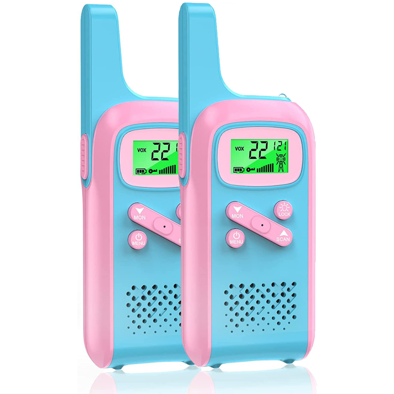 Dječji walkie-talkie T11, domet 3–5 km, RF izlazna snaga 0,5 W, 8/22 kanala, NiCd baterija 600 mAh, radno napajanje 4,5 V