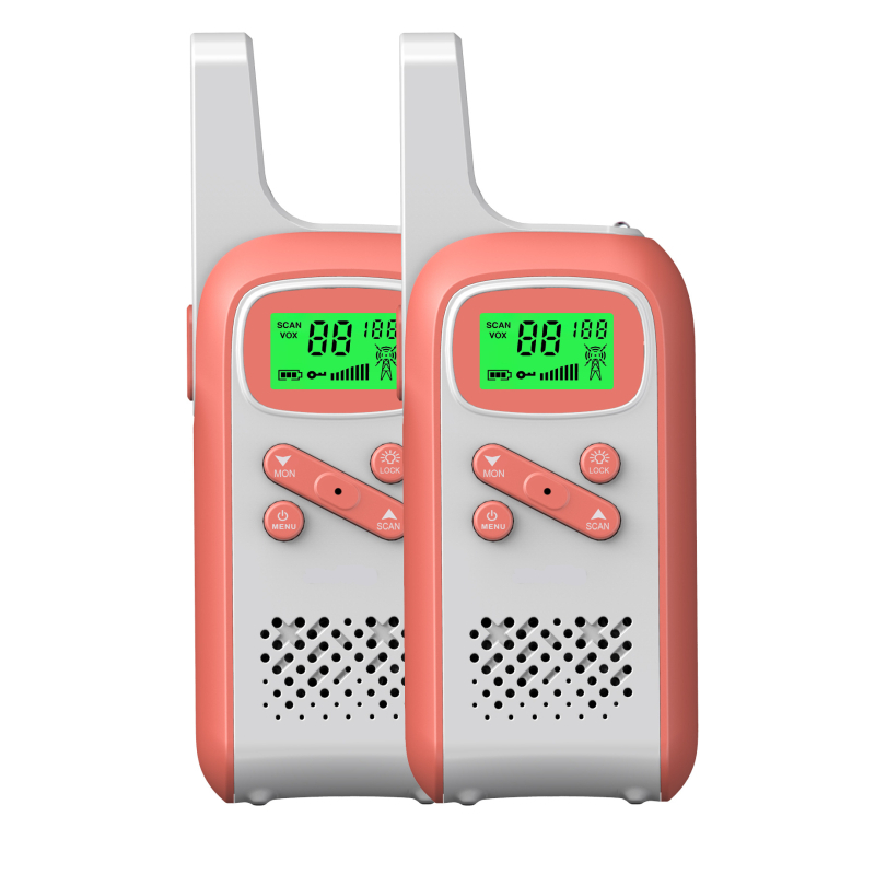 Dječji walkie-talkie T11, domet 3–5 km, RF izlazna snaga 0,5 W, 8/22 kanala, NiCd baterija 600 mAh, radno napajanje 4,5 V