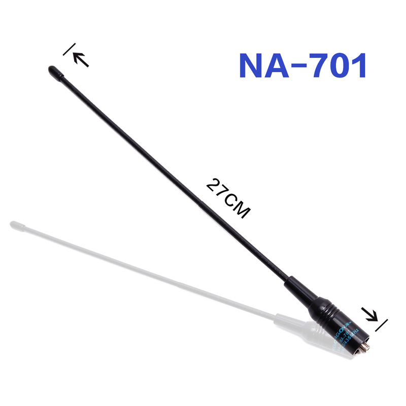 Nagoya NA-701 kézi antenna – kétpászos, 136-174/400-480 MHz, 5-10 km hatótávolság, csúszásmentes felület