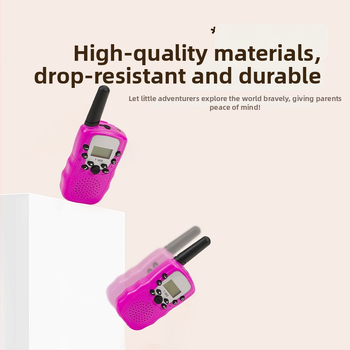 Παιδικό Walkie-Talkie T-388, εκπαιδευτικό και διασκεδαστικό παιχνίδι με ασύρματη επικοινωνία, αλληλεπίδραση γονέα-παιδιού; εμβέλεια 1.5–3 χλμ, ισχύς 0.5W, κανάλια 8–22, NiMH 300 mAh μπαταρία, οθόνη