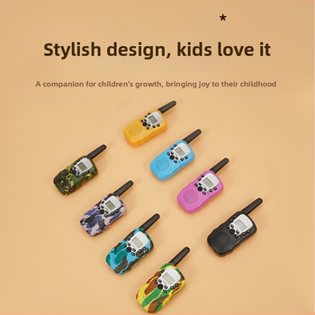 Παιδικό Walkie-Talkie T-388, εκπαιδευτικό και διασκεδαστικό παιχνίδι με ασύρματη επικοινωνία, αλληλεπίδραση γονέα-παιδιού; εμβέλεια 1.5–3 χλμ, ισχύς 0.5W, κανάλια 8–22, NiMH 300 mAh μπαταρία, οθόνη