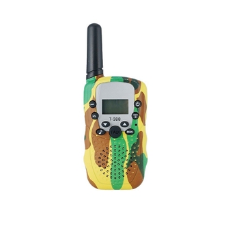 Παιδικό Walkie-Talkie T-388, εκπαιδευτικό και διασκεδαστικό παιχνίδι με ασύρματη επικοινωνία, αλληλεπίδραση γονέα-παιδιού; εμβέλεια 1.5–3 χλμ, ισχύς 0.5W, κανάλια 8–22, NiMH 300 mAh μπαταρία, οθόνη