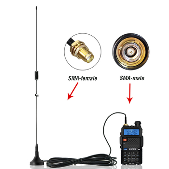 Nagoyaut-106Uv Nagoya Mini automobilna antena za Baofeng UV-5R, dvobandna antena, 134-174/400-470 MHz, dobitak 2.15x, domet 5-10 km, SMA ženski/muški konektor