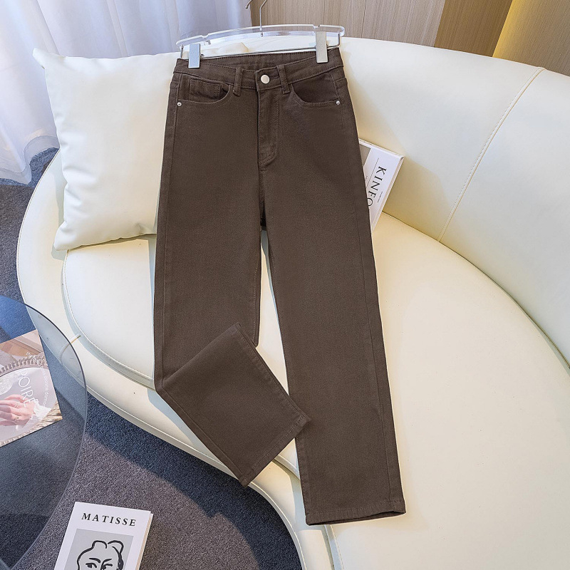 Džinsi visokog struka, ravni kroj, flis podstava, debeli denim