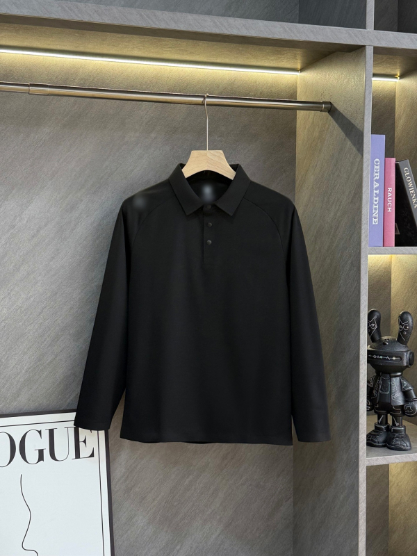 Polo majica za sport i slobodno vrijeme, dugi rukav, udoban kroj, flokirani poliester-smjesa materijal