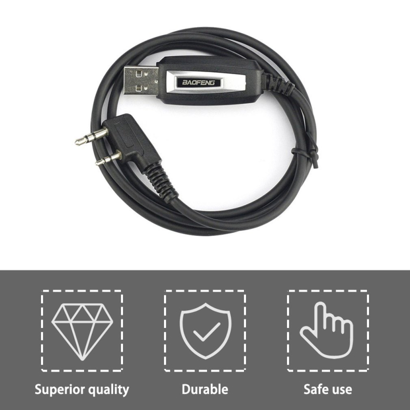 Baofeng USB programski kabel za UV-5R/888S — kabel za programiranje frekvencija, protiv smetnji