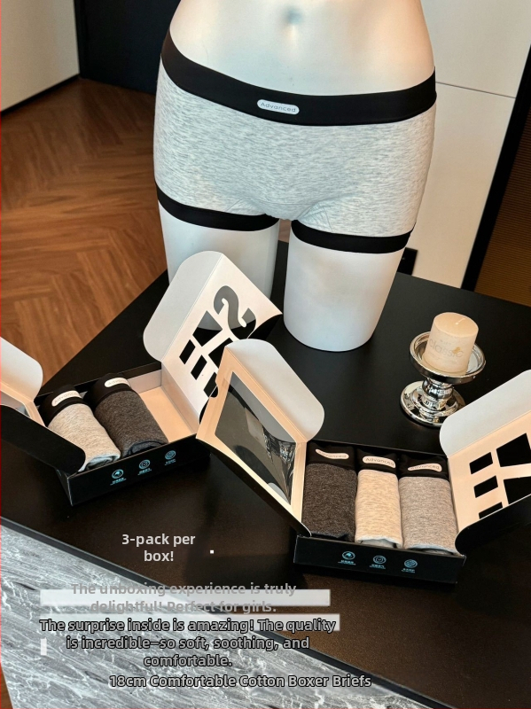 Γυναικείες βαμβακερές μποξέρ εσώρουχα με αντιβακτηριακές ιδιότητες και διαπνοή, μέση μεσαίου ύψους, μήκος 18 εκ.