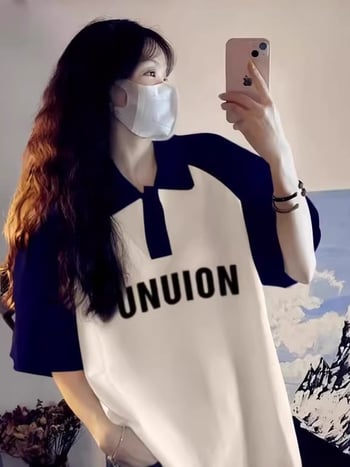 Polo majica s raglan rukavima, pamuk materijal, slobodan kroj, srednje duljine