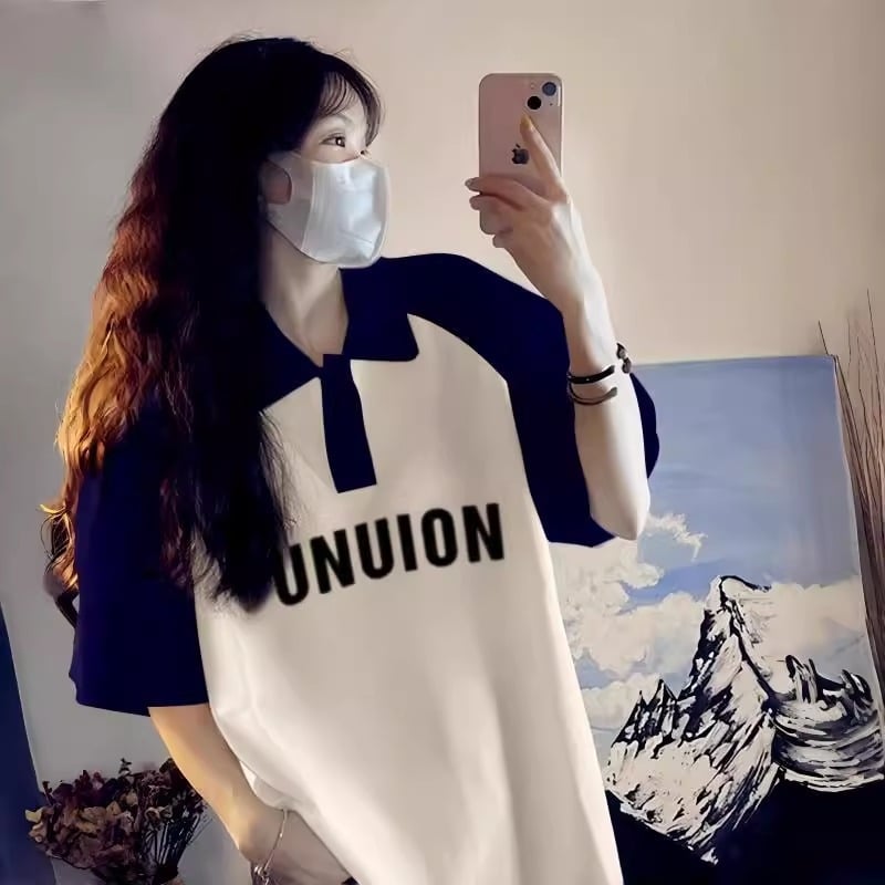 Polo majica s raglan rukavima, pamuk materijal, slobodan kroj, srednje duljine