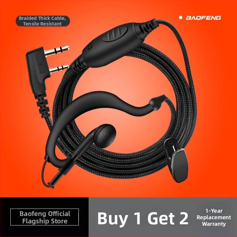 Baofeng Walkie-Talkie K-Head slúchadlo s pleteným káblom 5R, dosah 1,5–3 km, univerzálne, do uší, vodotesné, bez batérie