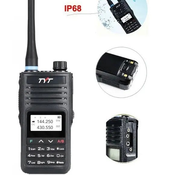 Walkie-Talkie IP68 vodootporan, USB-C priključak, dvoband, 199 kanala, doseg 5–10 km