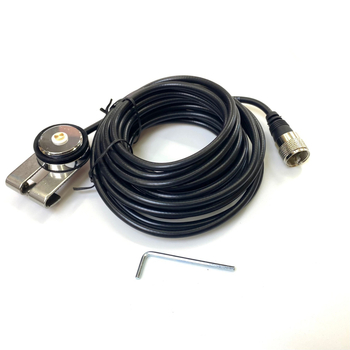 Klip na montáž antény s NMO základňou, PL259 konektor a 5 m RG58 kábel – proti rušeniu, dosah 1,5–3 km