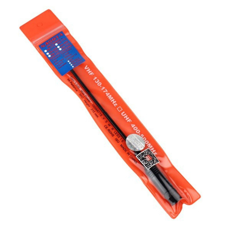 Nagoya kettős sávú antenna Baofeng UV-5R-hez (136–174/400–520 MHz) – 10 W, hatótáv 5–10 km, leesés elleni védelem