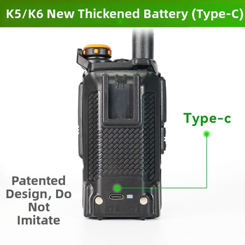 Batéria K5 - 2000mAh Li-ion, Type-C nabíjanie, proti pádu, kompatibilné UV-K5 UVK6