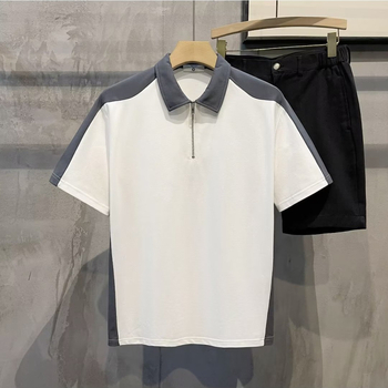 Polo majica s color-block uzorkom, opušteni kroj, kratki rukavi, mješavina poliestera, detalji šivanja