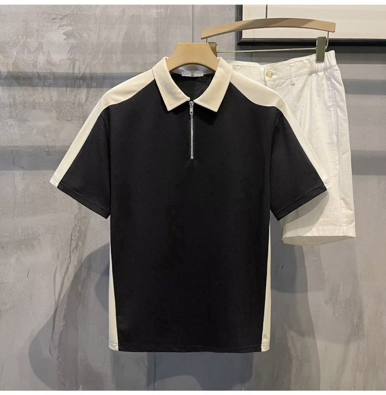 Polo majica s color-block uzorkom, opušteni kroj, kratki rukavi, mješavina poliestera, detalji šivanja