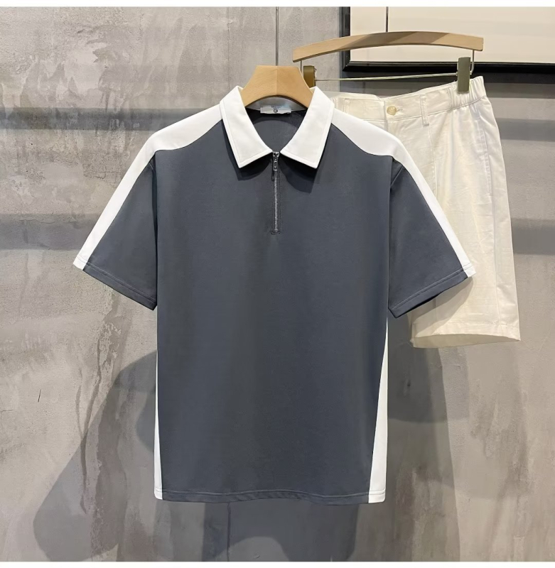 Polo majica s color-block uzorkom, opušteni kroj, kratki rukavi, mješavina poliestera, detalji šivanja