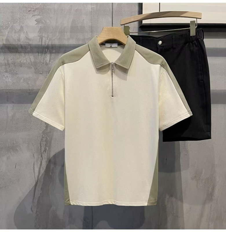 Polo majica s color-block uzorkom, opušteni kroj, kratki rukavi, mješavina poliestera, detalji šivanja