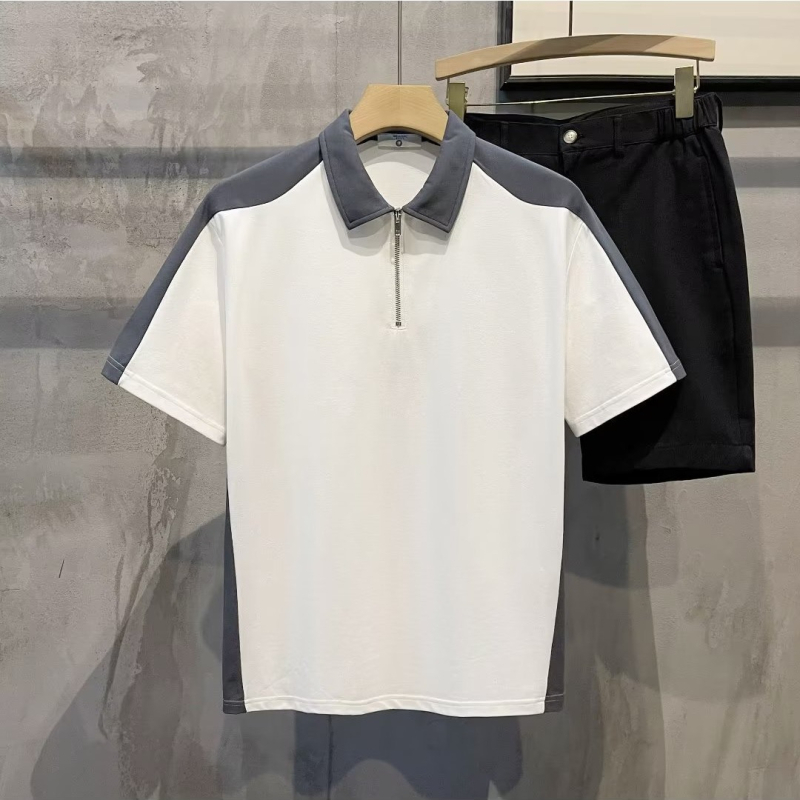 Polo majica s color-block uzorkom, opušteni kroj, kratki rukavi, mješavina poliestera, detalji šivanja