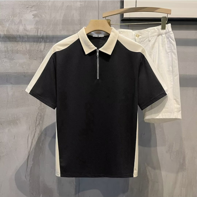 Polo majica s color-block uzorkom, opušteni kroj, kratki rukavi, mješavina poliestera, detalji šivanja