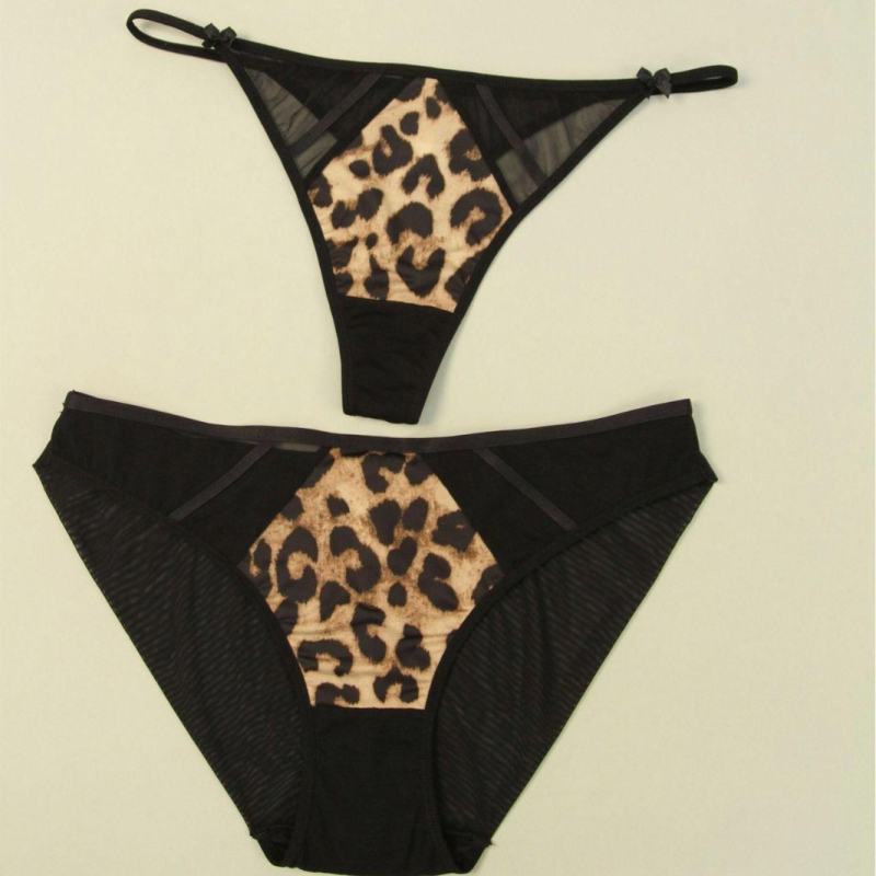 Γυναικείο εσώρουχο από νάιλον με κέντημα λεοπάρ εκτύπωσης, διαπνέον, χαμηλή μέση, ανυψώνει τους γλουτούς