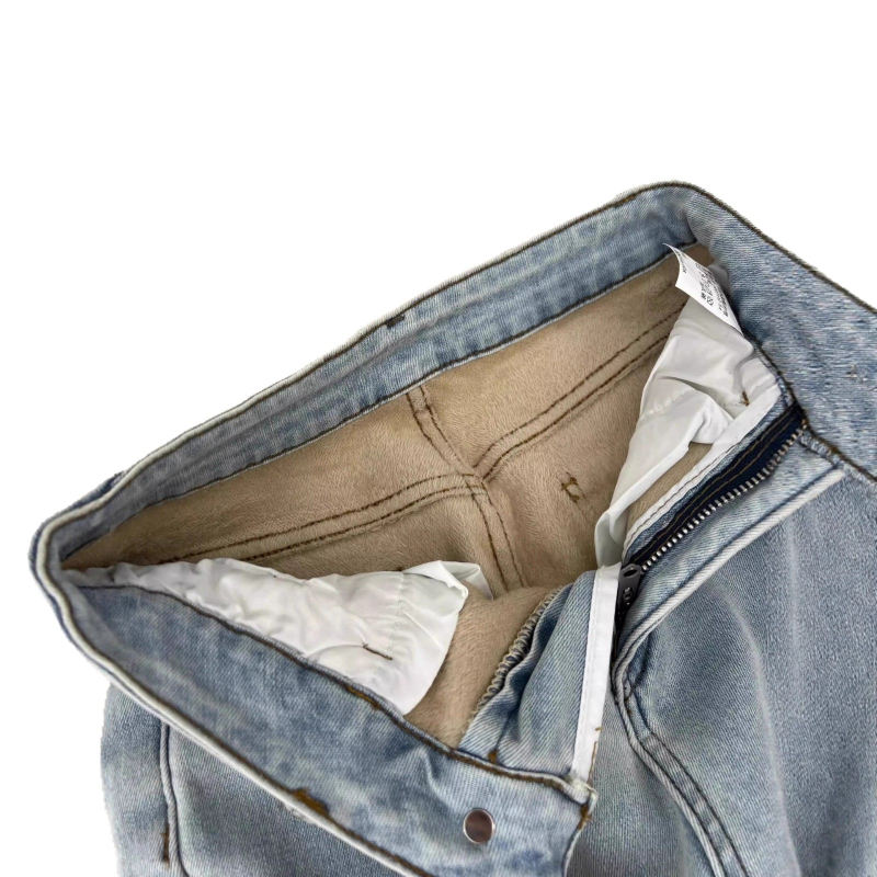 Bootcut traperice s flis podstavom, visokim pojasom, pamuk materijal, jesen-zima 2025