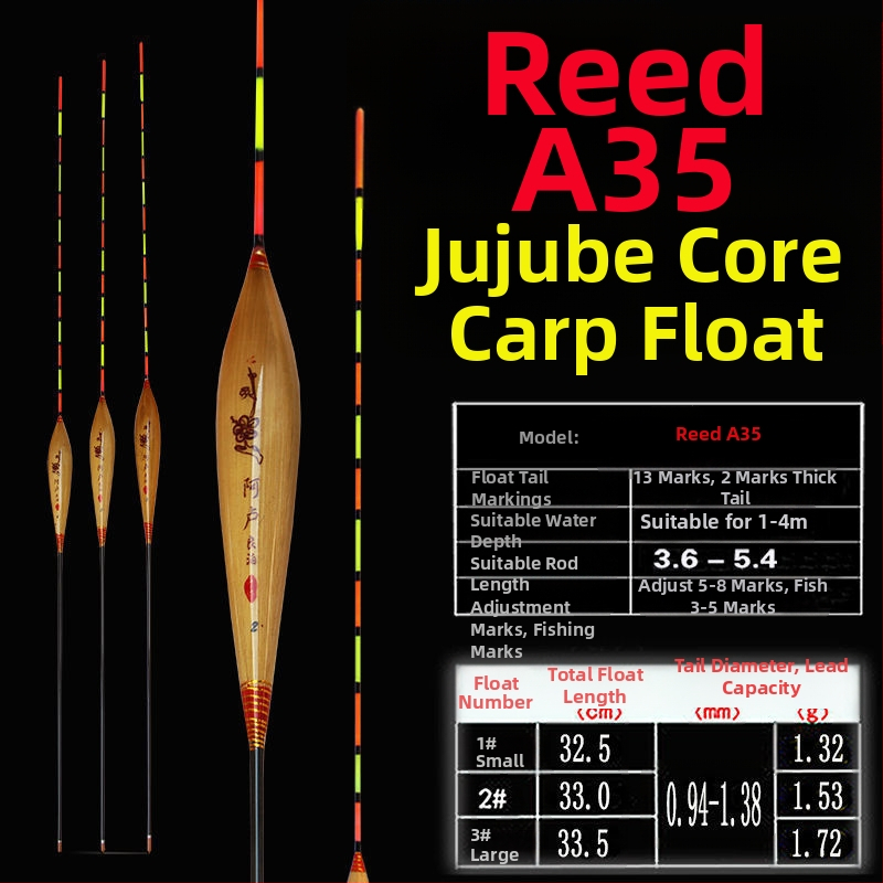 Plută verticală din trestie pentru crap, sensibilitate înaltă, corp gros, Alu liangbo