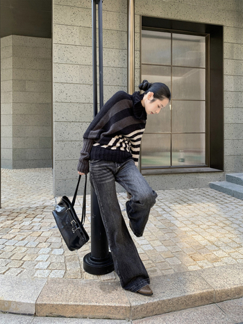 Ženske bootcut traperice - retro američki ulični stil, denim, 70–80% pamuka, niska do srednje visine struka, jesen 2025