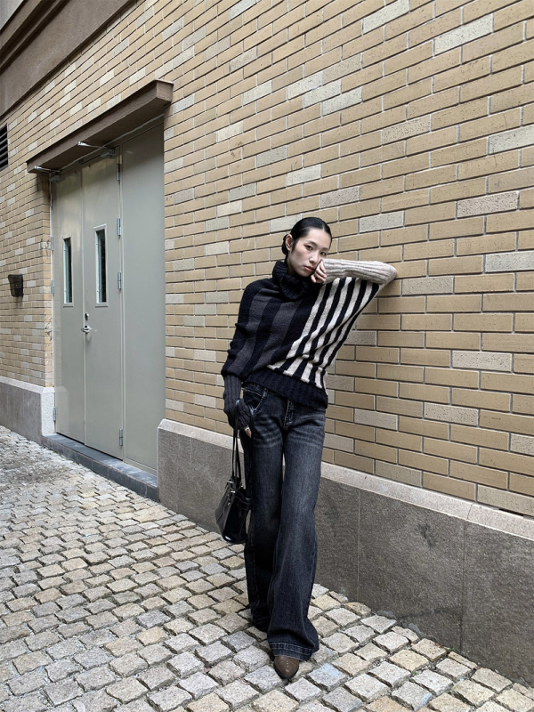 Ženske bootcut traperice - retro američki ulični stil, denim, 70–80% pamuka, niska do srednje visine struka, jesen 2025