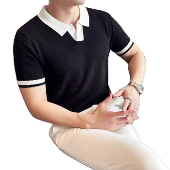 Polo majica s prugama, kratka rukava, slobodan kroj, svila materijal