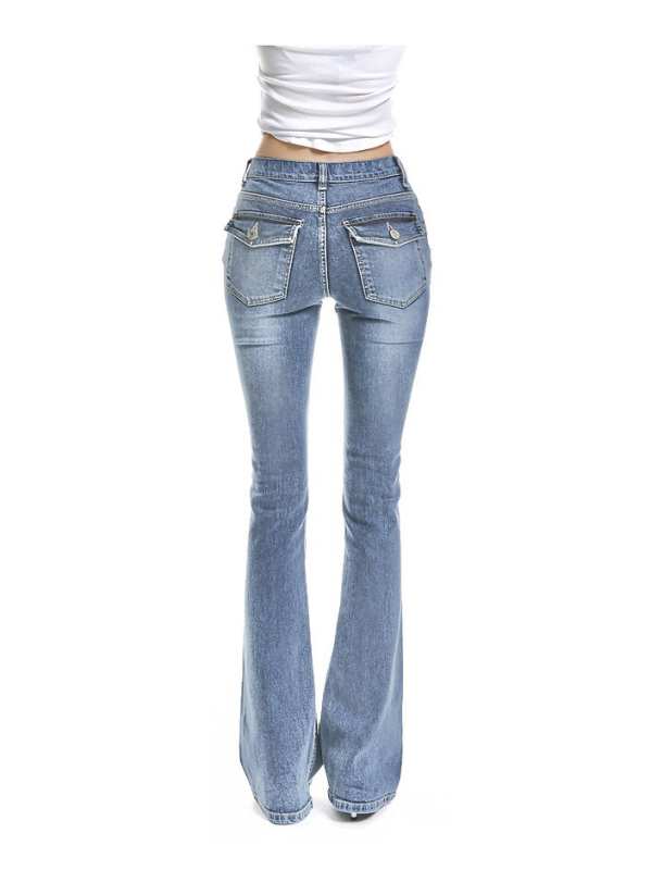 Traperice visokog struka, ravne nogavice, retro stil, denim, 80–90% pamuk
