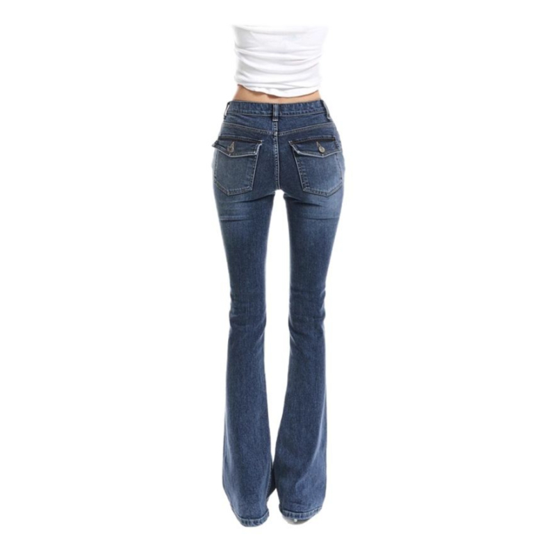 Traperice visokog struka, ravne nogavice, retro stil, denim, 80–90% pamuk