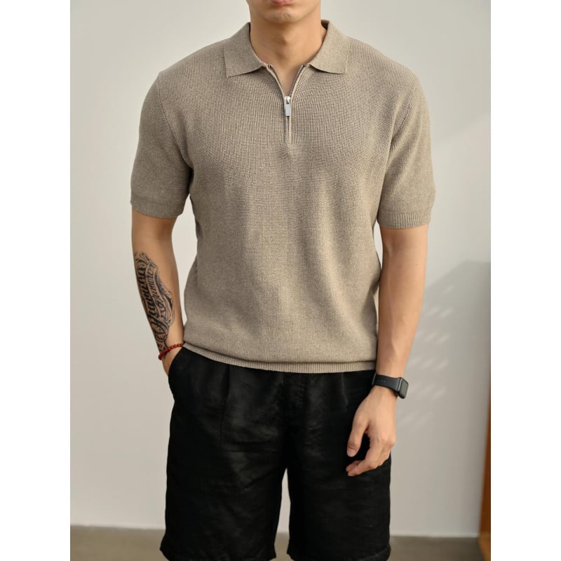 Polo japán retro stílusú póló, 3/4-es ujj, 100% poliészter anyag, egyszínű dizájn