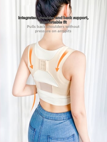 Bretea pentru postura umerilor - neortopedică, sprijin pentru spate invizibil pentru femei adulte, material: nylon și spandex, yoga/fitness