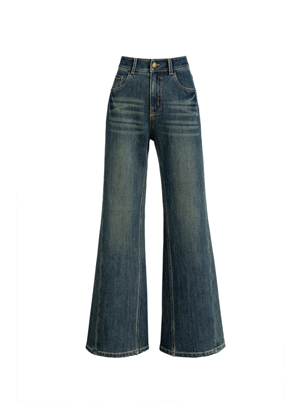 Ženske farmerice s flared krojem, visokim strukom, denim 50-70% pamuka i <30% poliester, enzimsko preradba i izbjeljavanje
