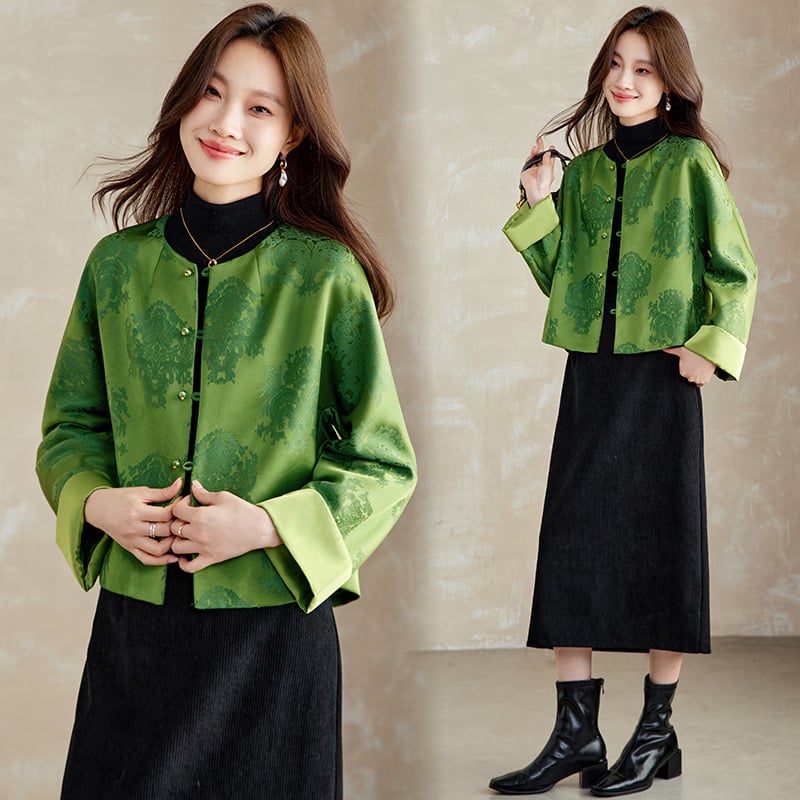 Дамско яке за ежедневен стил: полиестер със спандекс, дълги ръкави с паднало рамо, кръгла яка, копчета в един ред, стандартна дължина