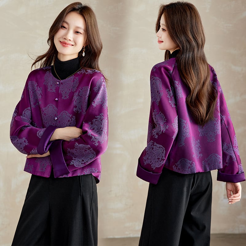 Дамско яке за ежедневен стил: полиестер със спандекс, дълги ръкави с паднало рамо, кръгла яка, копчета в един ред, стандартна дължина