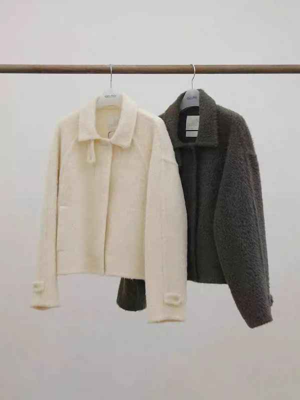 Дамско вълнено палто, корейски стил, ла-пел, едноредово закопчаване, средна дължина, солиден модел